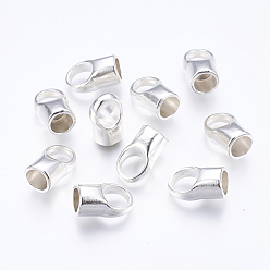 Silver Brass Cord Ends, Cadmium Free & Lead Free, Silver Color Plated, 12x19mm, Hole: 8mm, Inner Diameter: 8mm