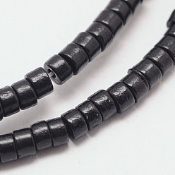 Negro Teñidos perlas turquesas sintéticas hebras, perlas heishi, Disco redondo plano, negro, 6x3 mm, agujero: 1 mm, sobre 136 unidades / cadena, 15.7 pulgada