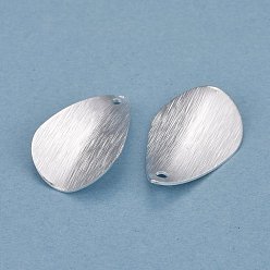 925 Sterling Silver Plated Brass Charms, Teardrop, 925 Sterling Silver Plated, 20x13x2mm, Hole: 1.4mm