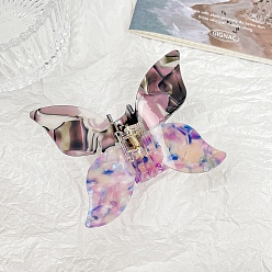 Pale Violet Red Butterfly Cellulose Acetate Large Claw Hair Clips, for Women Girl Thick Hair, Pale Violet Red, 75x100mm