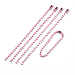 Pink Железные шариковые цепи, окрашенные распылением, цепочки тегов, розовые, 117x2.5 мм