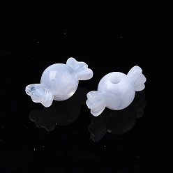 Blanc Fumé Perles acryliques, pierre d'imitation, candy, fumée blanche, 9.5x18x10mm, Trou: 2.5mm, environ830 pcs / 500 g