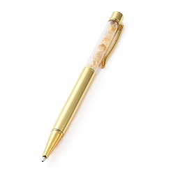 Citrine Ballpoint Pens, with Natural Citrine Chip Beads, 14.1x1.3x0.95cm