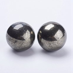 Pyrite Décorations d'affichage à la maison de pyrite naturelle, pas de trou / perles non percées, ballon rond, 40mm