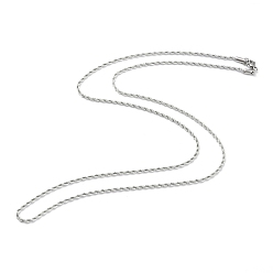 Stainless Steel Color 304 Stainless Steel Rope Chain Necklaces, with Lobster Claw Clasps, Stainless Steel Color, 2mm, 27.55 inch(70cm)
