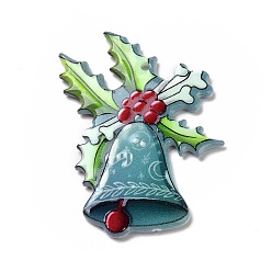 Christmas Bell Colgantes de acrílico impresos, para la Navidad, patrón de campana de navidad, 45x32x2 mm, agujero: 1.8 mm