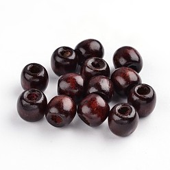 Coconut Brown Natural Wood Beads, Dyed, Lead Free, Rondelle, Coconut Brown, 12x11mm, Hole: 5mm, about 1800pcs/1000g