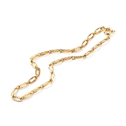 Real 18K Gold Plated 304 Stainless Steel Oval Link Chain Necklaces, with Brass Spring Ring Clasps, Textured, Real 18K Gold Plated, 15-7/8 inch(40.3cm)