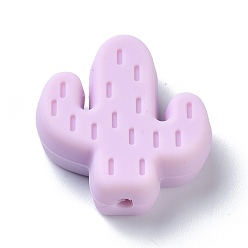 Chardon Perles focales en silicone, perles à mâcher pour les jouets de dentition, cactus, chardon, 25x23x8mm, Trou: 2.3mm