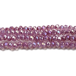 Old Rose Transparent Baking Painted Glass Beads Strands, AB Color, Faceted, Round, Old Rose, 2.5x2mm, Hole: 0.7mm, about 148~152pcs/strand, 12.05~12.36 inch(30.6~31.4cm)