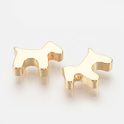 Real 18K Gold Plated Brass Puppy Charms, Nickel Free, Real 18K Gold Plated, Dog Silhouette, 8x10x2.5mm, Hole: 1mm
