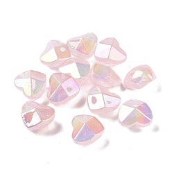 Pink Cuentas acrílicas transparentes luminosas chapadas en uv, brillan en la oscuridad, facetados, corazón, rosa, 19.5x20.5x13.7 mm, agujero: 3.7 mm
