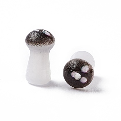 Noir Perles de verre opaques, champignons, noir, 8x4.5mm, Trou: 1mm, environ 96~98 pcs / sachet 