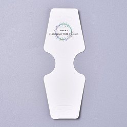 Blanc Carton plier sur papier affichage cartes suspendues, utilisé pour le collier, présentoir accessoire boucles d'oreilles et pendentifs, blanc, 120x45x0.4mm, trou: 2 mm et 6.5x18 mm