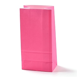 Deep Pink Rectangle Kraft Paper Bags, None Handles, Gift Bags, Deep Pink, 9.1x5.8x17.9cm