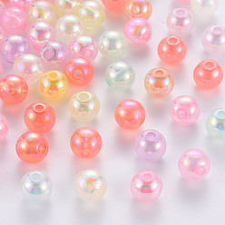 Color mezclado Ab color imitation jelly acrylic beads, rondo, color mezclado, 8 mm, agujero: 2 mm, Sobre 2000 unidades / 500 g