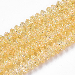 Or Perles en verre craquelé, teints et chauffée, rondelle, or, 8x4mm, Trou: 1mm, Environ 89~95 pcs/chapelet, 15.16~15.55 pouce (38.5~39.5 cm)