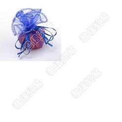 Blue Nbeads Organza Bags, with Sequins, Gift Bags, Round, Blue, 26.2cm