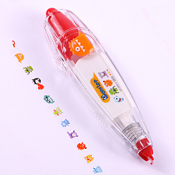 Red ABS Decoration Tape Pen, Cute Correction Tape, DIY Scrapbooking Stickers, Red, 11x2.7x2cm