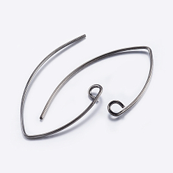 Gunmetal Brass Earring Hooks, with Horizontal Loop, Plated, Gunmetal, 29x15mm, Hole: 2mm, 22 Gauge, Pin: 0.6mm, 22 Gauge, Pin: 0.6mm