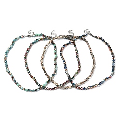 Couleur Mélangete Collier de perles de verre étincelant avec fermoirs en acier inoxydable, couleur mixte, 304 pouce (17.72 cm)