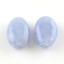 Bleu Bleuet Perles acryliques ovale imitation de pierres précieuses, bleuet, 41x26x15mm, trou: 3 mm, environ 46 pcs / 500 g