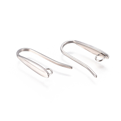 Stainless Steel Color 304 Stainless Steel Earring Hooks, with Horizontal Loop, Stainless Steel Color, 19x3mm, Hole: 2.5mm, 21 Gauge, Pin: 0.7x1mm