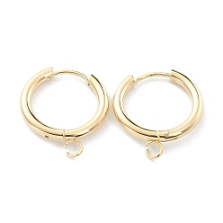 Real 24K Gold Plated 201 Stainless Steel Huggie Hoop Earring Findings, with Horizontal Loop and 316 Surgical Stainless Steel Pin, Real 24K Gold Plated, 21x19x2.5mm, Hole: 2.5mm, Pin: 1mm