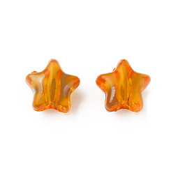 Orange Transparent Acrylic Beads, Star, Orange, 9x9.5x5.5mm, Hole: 2mm, about 2000pcs/500g