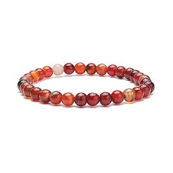 Natural Agate Natural Agate Round Beaded Stretch Bracelet, Gemstone Jewelry for Women, Inner Diameter: 2-1/8 inch(5.34cm), Beads: 6.5mm
