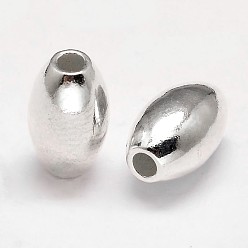 Серебро Овальные серебряные шарики 925 стерлингов, серебряные, 10x6 мм, Отверстие : 2 мм , около 35 шт / 20 г