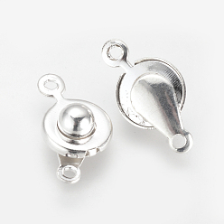 Серебро Латунь оснастки застежками, серебряный цвет гальваническим, 18x9x5 мм, отверстие : 1 мм