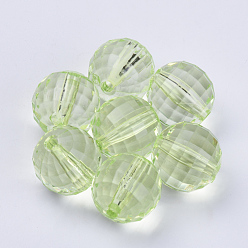Césped Verde Abalorios de acrílico transparentes, facetados, rondo, verde césped, 8x8 mm, Agujero: 1.5 mm, sobre 1770 unidades / 500 g