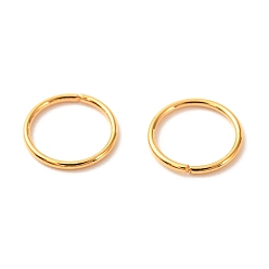 Chapado en Oro Real 18K Latón anillos del salto abierto, larga duración plateado, larga duración plateado, anillo redondo, real 18 k chapado en oro, 20 calibre, 8x0.8 mm, diámetro interior: 6.4 mm