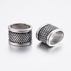 Antique Silver 304 Stainless Steel Beads, Large Hole Beads, Oval, Antique Silver, 12x16.5x12mm, Hole: 9x13mm