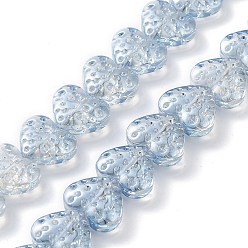 Light Steel Blue Electroplate Transparent Glass Beads Strands, Heart, Light Steel Blue, 13x15mm, Hole: 1.2mm, about 50pcs/strand, 25.59''(65cm)