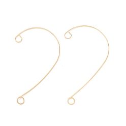 Golden 316 Stainless Steel Ear Cuff Findings, Climber Wrap Around Non Piercing Earring Findings with 2 Loop, Golden, 59x37x0.5mm, Hole: 4mm
