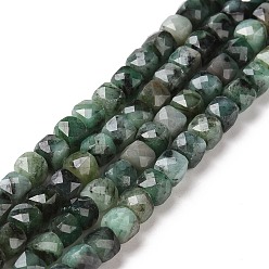 Emerald Natural Emerald Quartz Beads Strands, Faceted, Cube, 4.5x4.5x4.5mm, Hole: 0.8mm, about 85pcs/strand, 15.55 inch(39.5cm)
