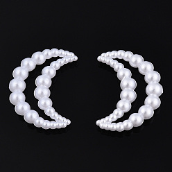 Ivoire Anneaux de liaison en plastique imitation perle abs, croissant de lune, blanc, 15x11x2.5mm, diamètre intérieur: 1.6x7 mm, environ 1000 pcs / sachet 