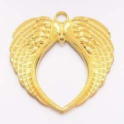 Golden Tibetan Style Alloy Wing Large Pendants, Lead Free & Cadmium Free, Golden, 73x69x4mm, Hole: 2~6mm