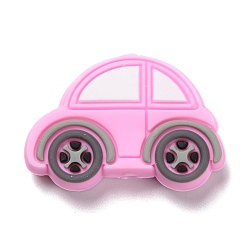 Rose Nacré Perles focales en silicone, voiture, perle rose, 21.5x32x8mm, Trou: 2.5mm