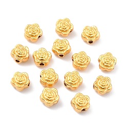 Matte Gold Color Rack Plating Alloy Beads, Cadmium Free & Lead Free, Long-Lasting Plated, Flower, Matte Gold Color, 6.5x7mm, Hole: 1.4mm