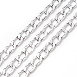 Silver Oxidation Aluminum Curb Chains, Unwelded, with Spool, Oval, Silver, 16x11x2.8mm