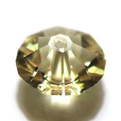 Светло-хаки Имитация Австрийские кристаллические шарики, класс AAA, граненые, плоско-круглые, светлый хаки, 8x4 мм, отверстие : 0.9~1 мм