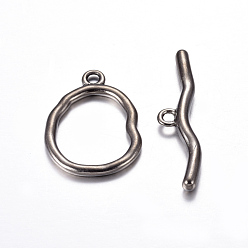 Gunmetal Alloy Toggle Clasps, Cadmium Free & Nickel Free & Lead Free, Gunmetal, Size: Oval: about 25mm wide, 36mm long, 3mm thick, hole: 3mm, Bar: about 10mm wide, 49mm long, hole: 3mm