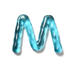 Letter M Colgantes de alfabeto de resina transparente, encantos de la letra, letter.m, 41~45x33~52.5x8 mm, agujero: 3.5 mm