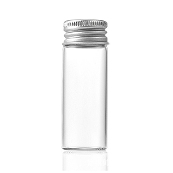 Claro Botellas de vidrio grano contenedores, Tubos de almacenamiento de cuentas con tapa de rosca y tapa de aluminio chapada en color plateado., columna, Claro, 2.2x6 cm, capacidad: 12 ml (0.41 fl. oz)