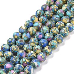 Coloré Perles de magnésite naturelles et teintes assemblées, ronde, colorées, 10mm, Trou: 1.2mm, Environ 38 pcs/chapelet, 14.96'' (38 cm)