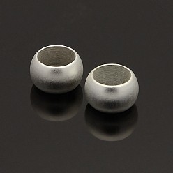 Silver Brass Large Hole Rondelle Beads, Silver, 9x5mm, Hole: 6mm