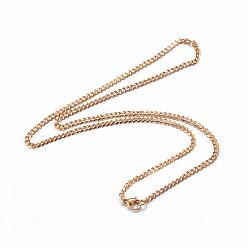Golden 304 Stainless Steel Curb Chain Necklaces, with Lobster Claw Clasps, Golden, 19.7 inch(50cm), 3mm